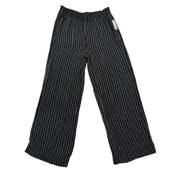 Time & Tru Linen Blend Wide Leg Pull On Pants Relaxed B&W Striped Boho Womens S - Picture 5 of 11